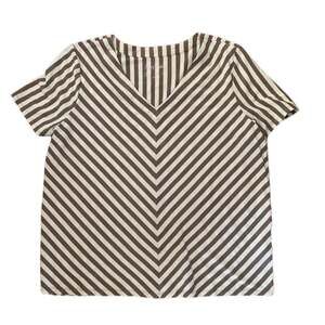 Anybody brown and white short sleeve striped top womens large